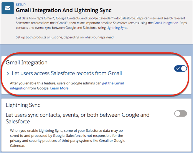 Lightning Sync integración Gmail